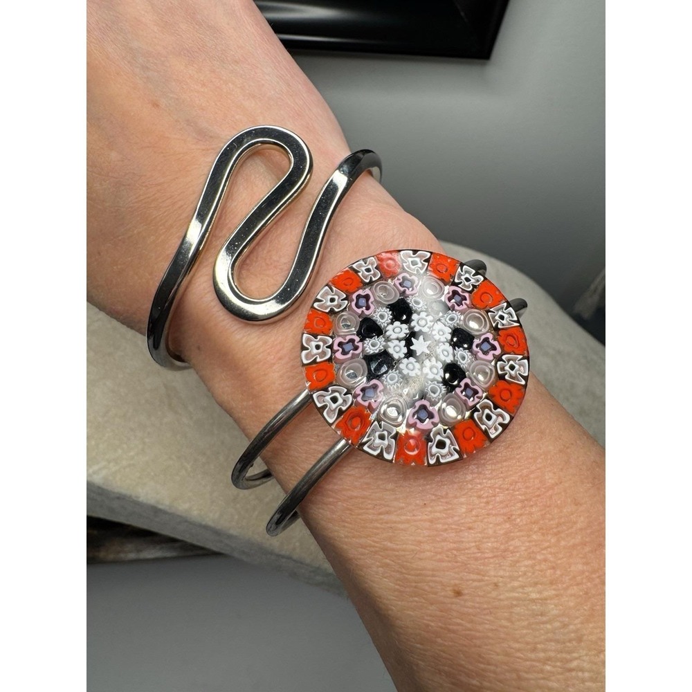 VTG Lot 3 Silver Tone Metal Cuff Bracelets Clamper Boho Western Statement Bangle - Picture 10 of 11